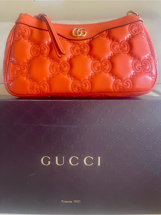 Gucci Handbags - NEW GUCCI GG QUILTED MATELASSE’ SHOULDER CROSSBODY ORANGE CALF LEATHER BAG ITALY
